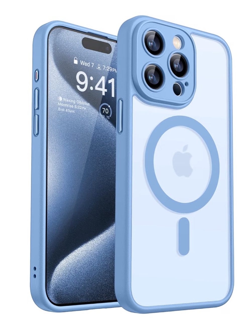 Apple-Compatible Light Blue MagSafe Clear Protective Phone Case